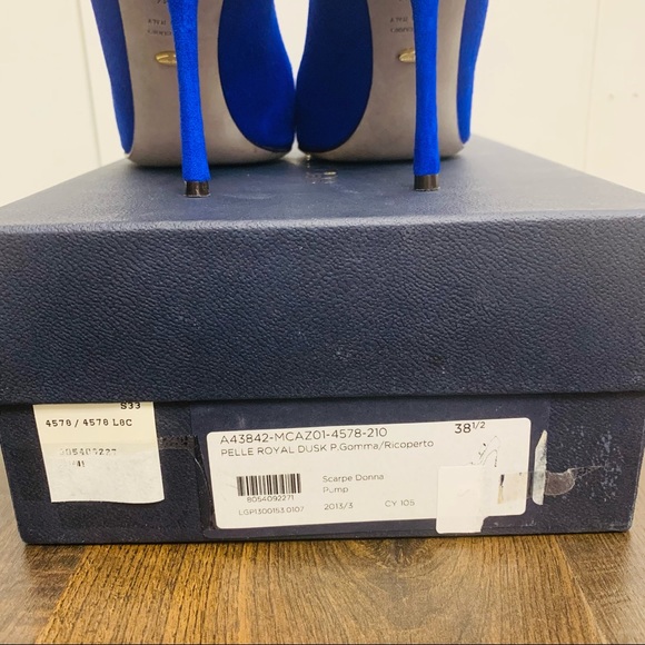 SERGIO ROSSI Pelle Royal Blue Suede Heels Shoes - Picture 6 of 6